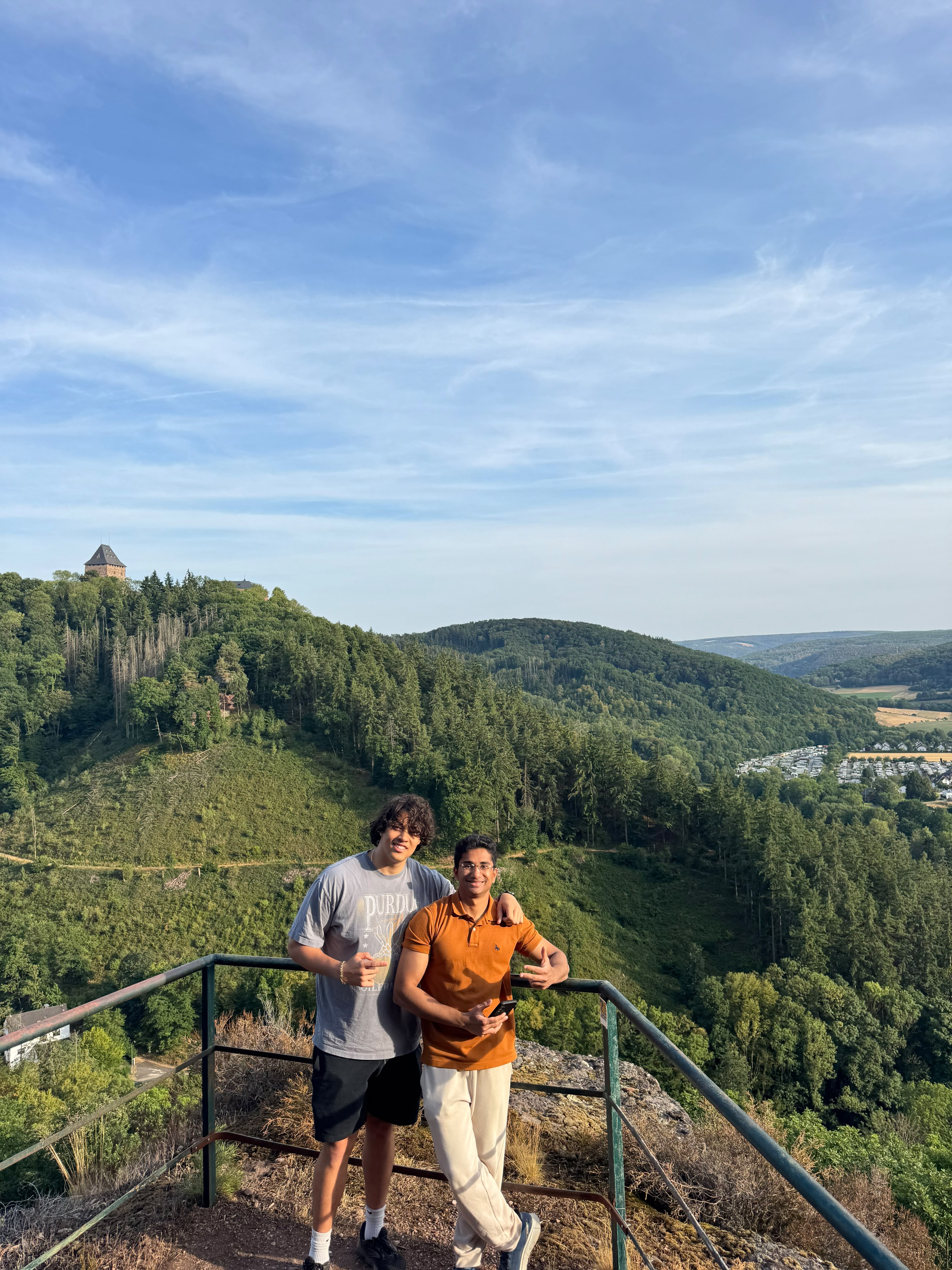 overlook in the German countryside with a castle on the hill